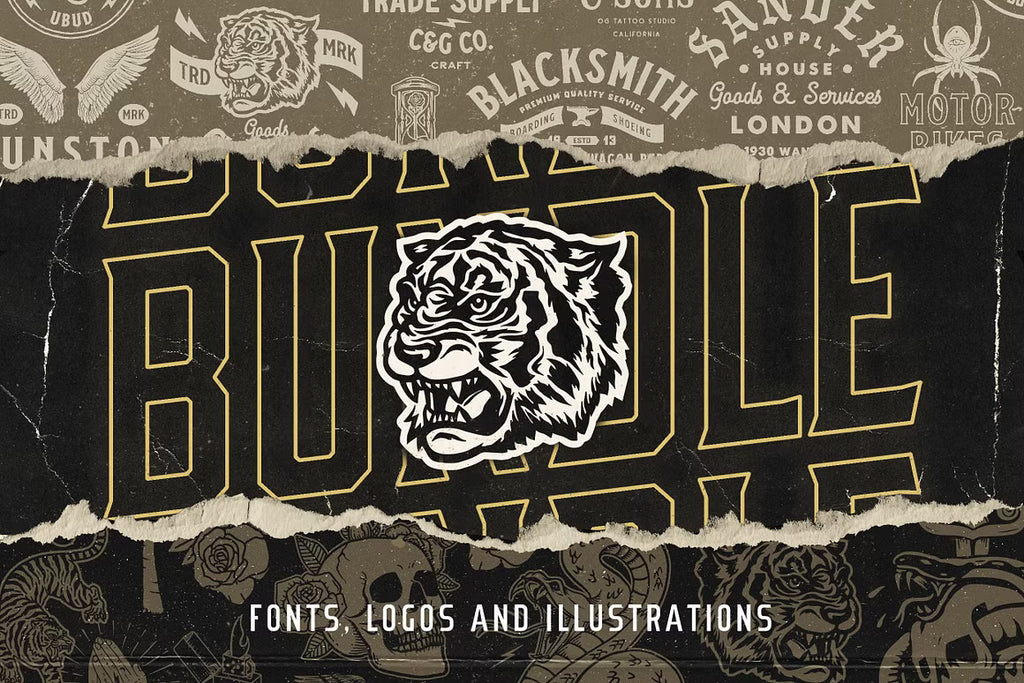 Apparel Designs Bundle | Retro Fonts, Logos & Illustrations