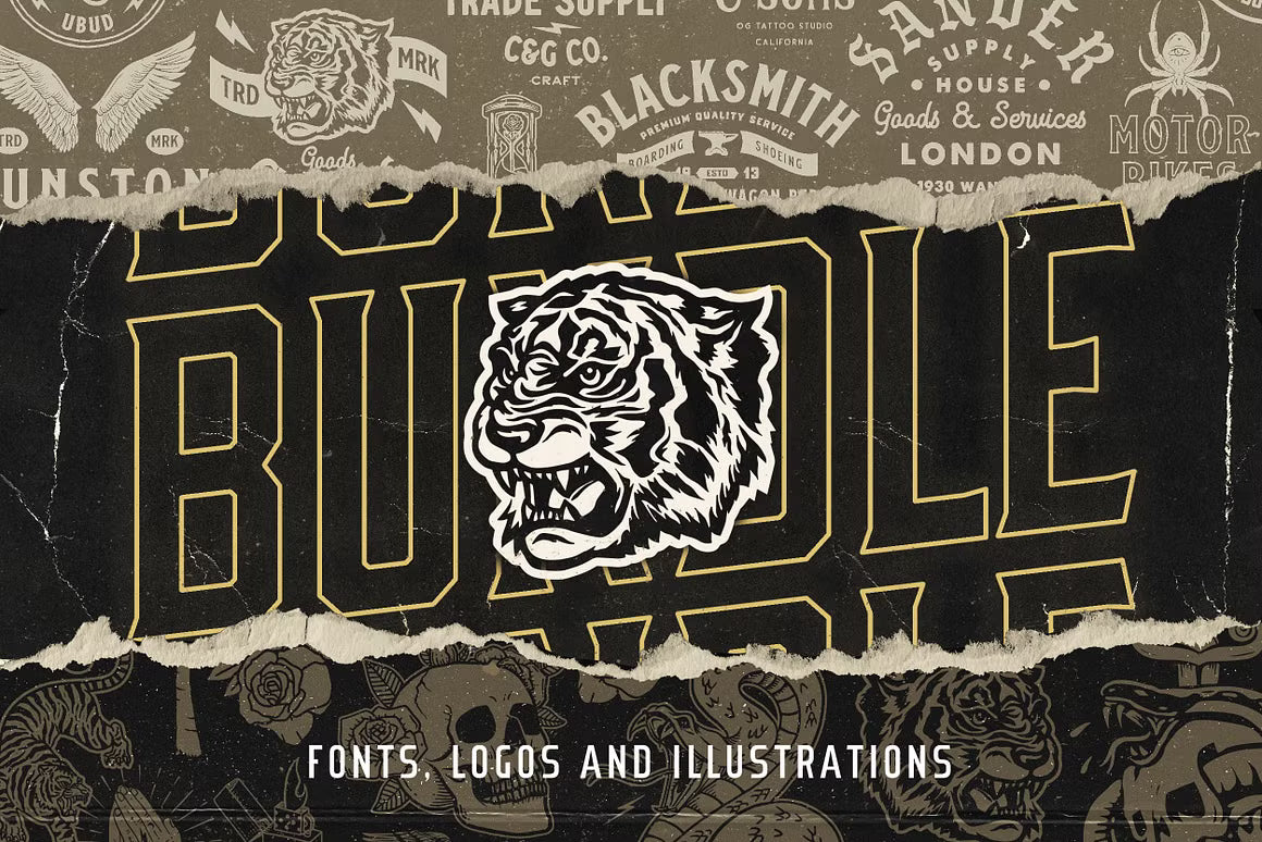 Apparel Designs Bundle | Retro Fonts, Logos & Illustrations
