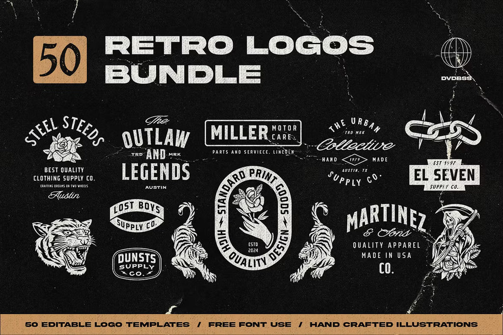 50 Retro logos Bundle