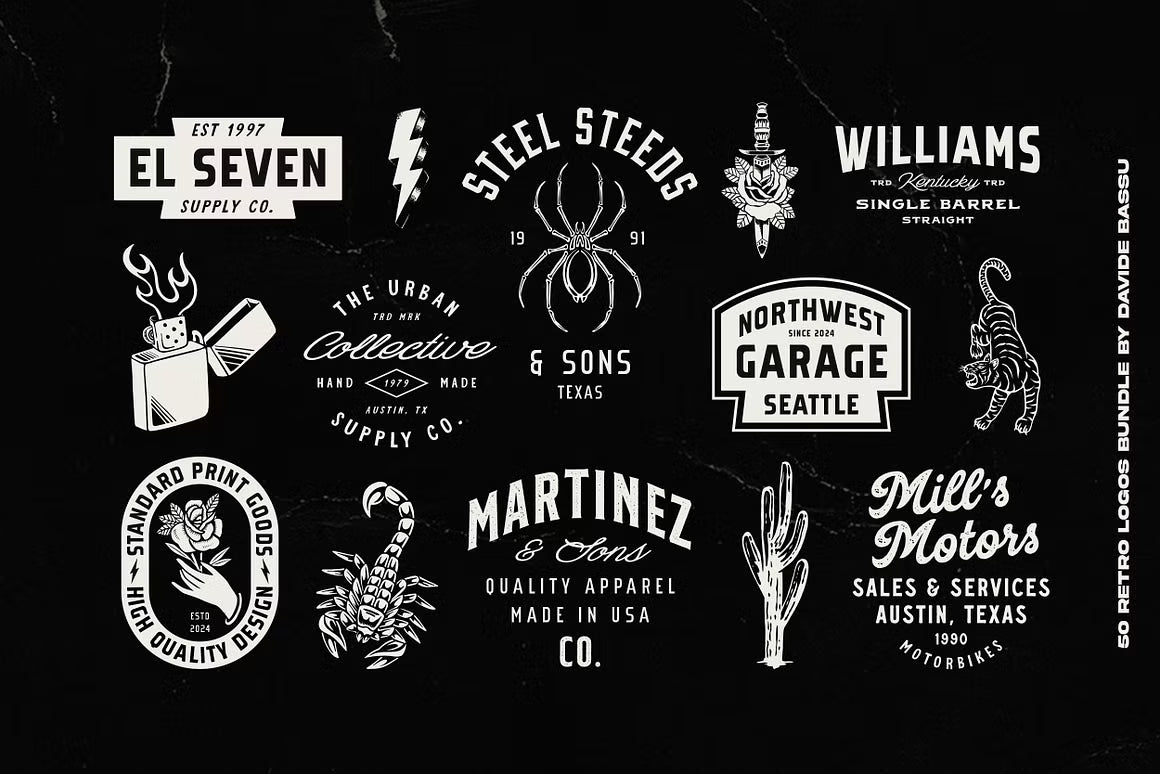 50 Retro logos Bundle