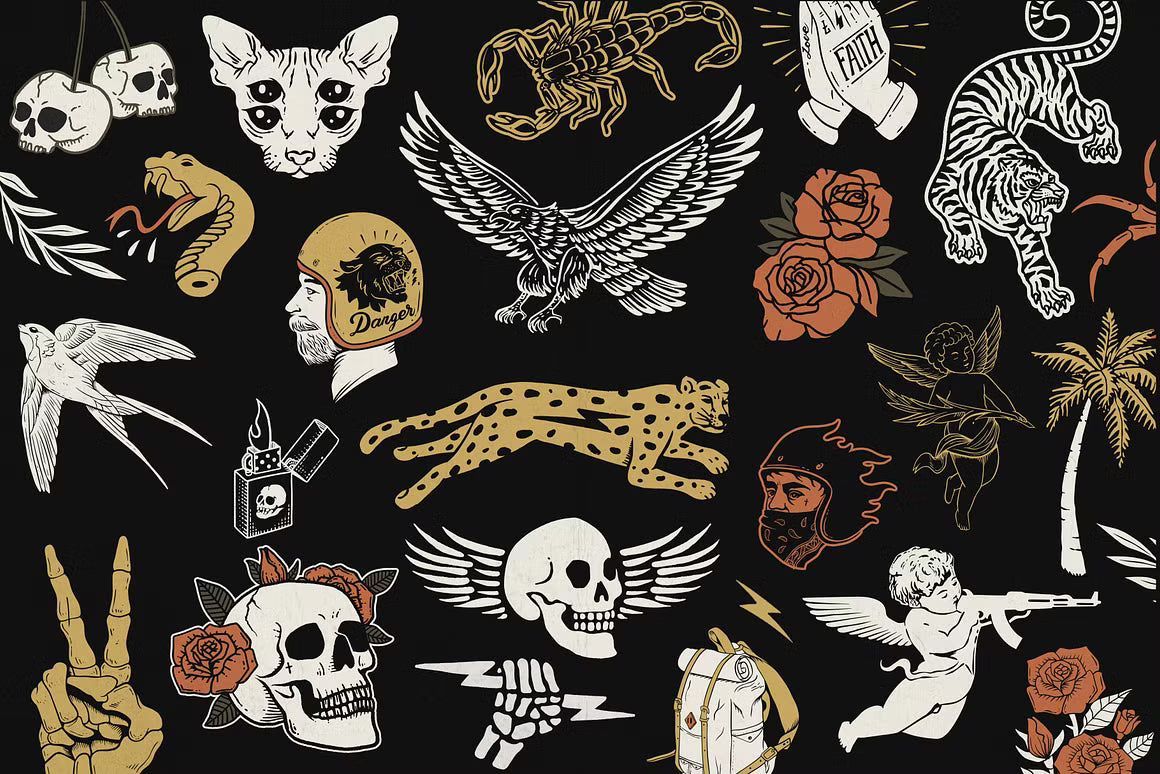 50 Retro Illustrations Bundle