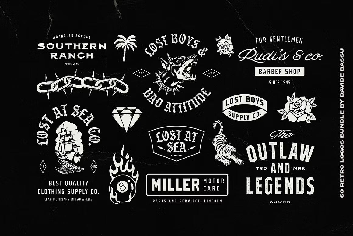 50 Retro logos Bundle