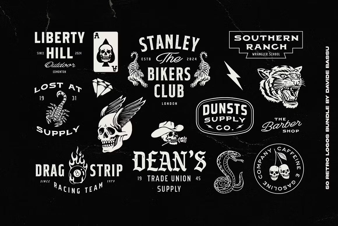 50 Retro logos Bundle