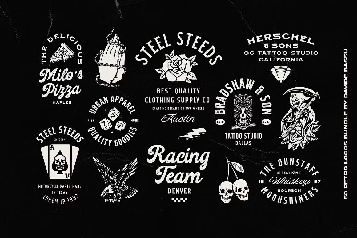 50 Retro logos Bundle