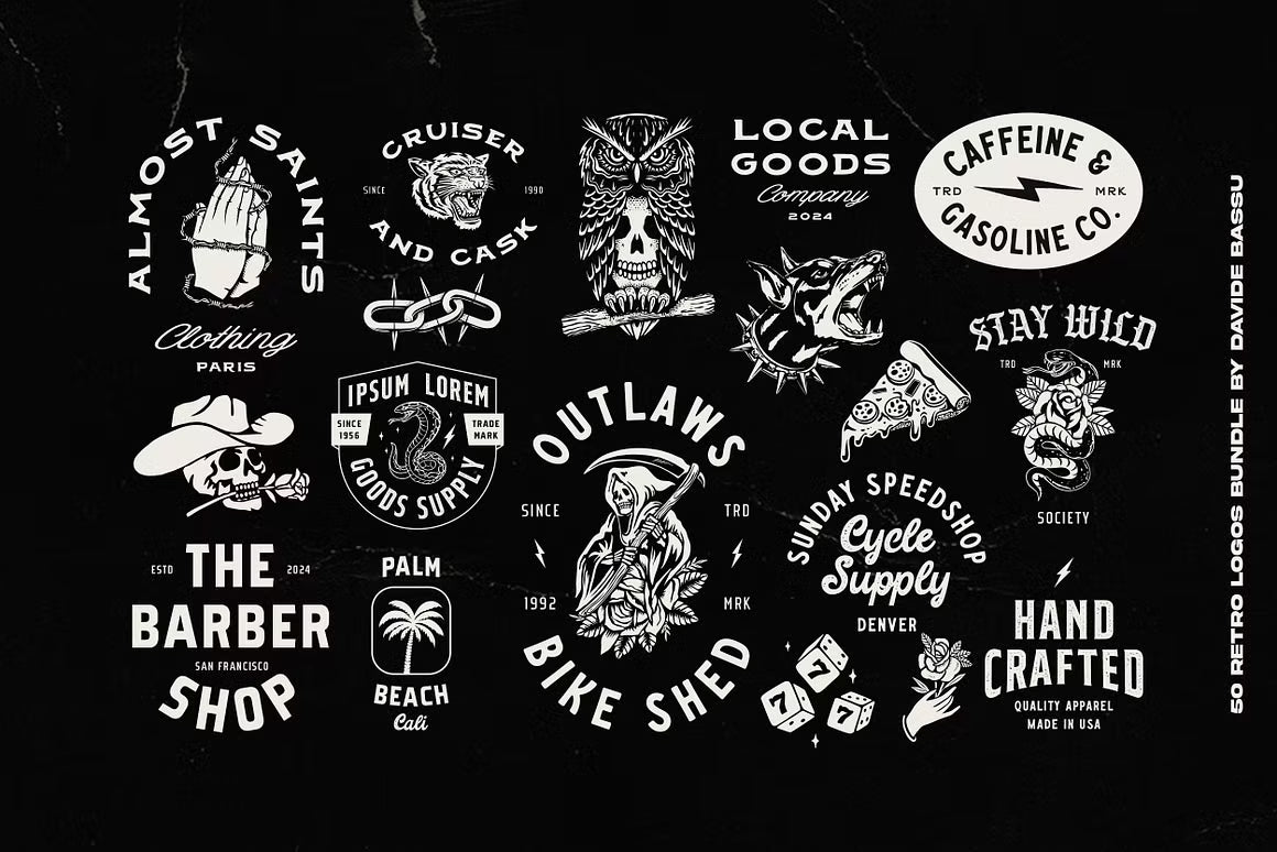 50 Retro logos Bundle